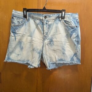 Avenue Light Blue Tie-Dye Jean Shorts